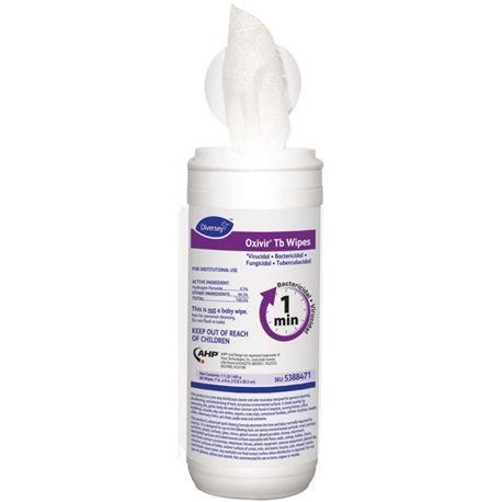 Diversey Disinfectant Cleaner Wipes - Ready-To-Use - 8" Length x 7" Width - 60 / Canister - 12 / Carton - VOC-free, Fragrance-fr