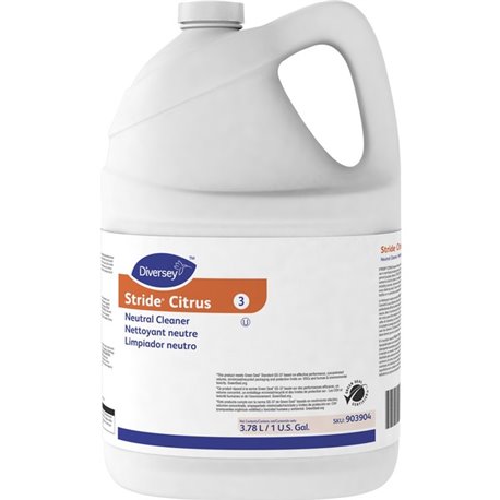 Diversey Stride Citrus Neutral Cleaner - Concentrate - 128 fl oz (4 quart) - Citrus Scent - 1 Each - pH Neutral, Non Alkaline, L