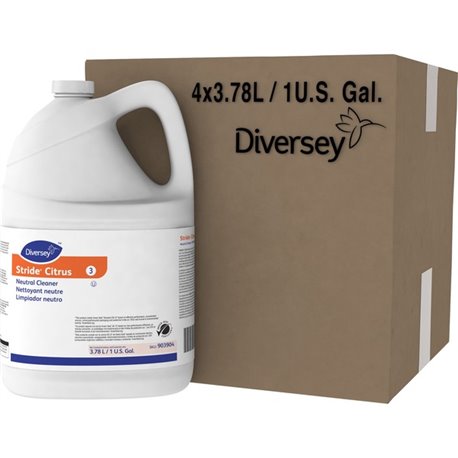 Diversey Stride Citrus Neutral Cleaner - Concentrate - 128 fl oz (4 quart) - Citrus Scent - 4 / Carton - pH Neutral, Non Alkalin