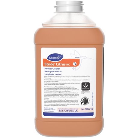 Diversey Stride Citrus Neutral Cleaner - Concentrate - 84.5 fl oz (2.6 quart) - Citrus Scent - 2 / Carton - Non Alkaline, Low Fo