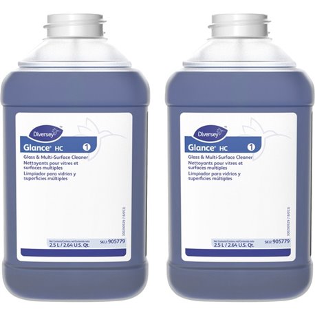 Diversey Glance HC Glass/MultiSurface Cleaner - Concentrate - 84.5 fl oz (2.6 quart) - Ammonia ScentBottle - 2 / Carton - Non-st