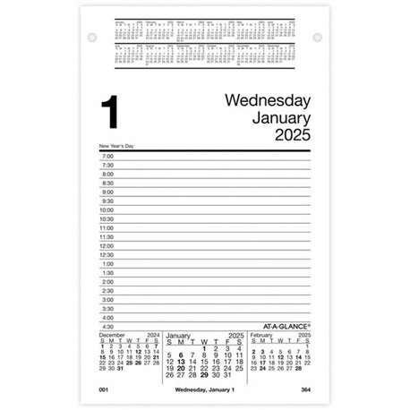 At-A-Glance Pad Style Desk Pad Calendar Refill - Large Size - Julian Dates - Daily - 12 Month - January 2025 - December 2025 - 7