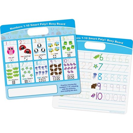 Ashley Numbers 1 - 10 Smart Poly Busy Board - 10.8" (0.9 ft) Width x 10.8" (0.9 ft) Height - Poly-coated Cardboard Surface - Squ