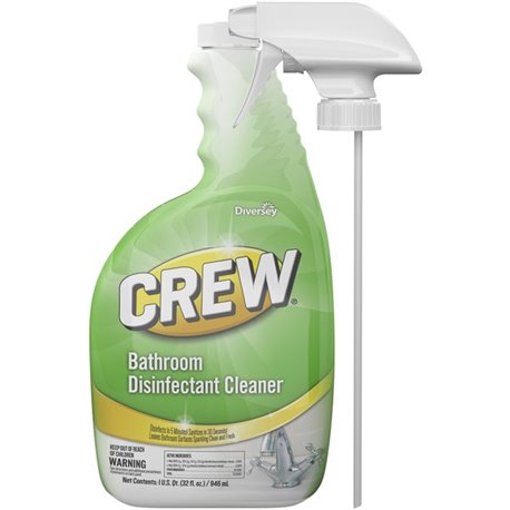 Diversey Crew Bathroom Disinfectant Spray - Ready-To-Use - 32 fl oz (1 quart) - Fresh Floral Scent - 4 / Carton - Deodorize, Odo