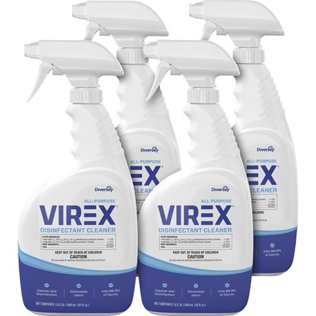 Diversey All-Purpose Virex Disinfectant Cleaner - Ready-To-Use - 32 fl oz (1 quart) - Citrus ScentSpray Bottle - 4 / Carton - De