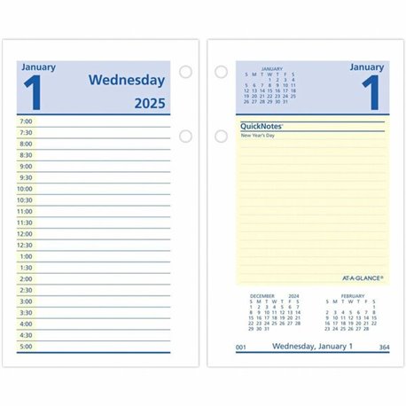 At-A-Glance QuickNotes Loose-Leaf Desk Calendar Refill - Standard Size - Julian Dates - Daily - 12 Month - January 2025 - Decemb