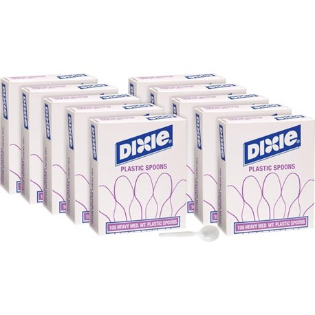 Dixie Heavy Medium-weight Disposable Soup Spoons Grab-N-Go by GP Pro - 100 / Box - 1000/Carton - Soup Spoon - 1000 x Soup Spoon 