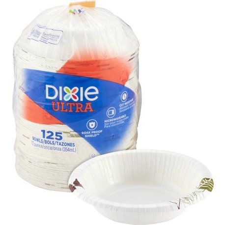 Dixie Ultra Pathways 12 oz Heavyweight Paper Bowls by GP Pro - Pathways - Disposable - Microwave Safe - White - Paper Body - 125