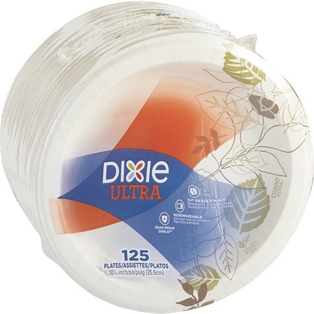 Dixie Ultra Pathways 10-1/16" Heavyweight Paper Plates by GP Pro - Serving - Pathways - Microwave Safe - 10.1" Diameter - White 