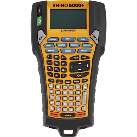 Dymo Rhino 6000+ Industrial Label Maker - 180 dpi - LCD Screen - Black, Yellow - PC - for Industry