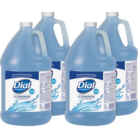 Dial Spring Water Scent Liquid Hand Soap - Spring Water ScentFor - 1 gal (3.8 L) - Kill Germs - Hand - Moisturizing - Blue - 4 /