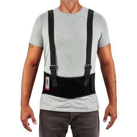 Ergodyne ProFlex 1600 Standard Back Support Brace - 25" Waist Size - Black - Polypropylene, Elastic, Rubber - 1 Each