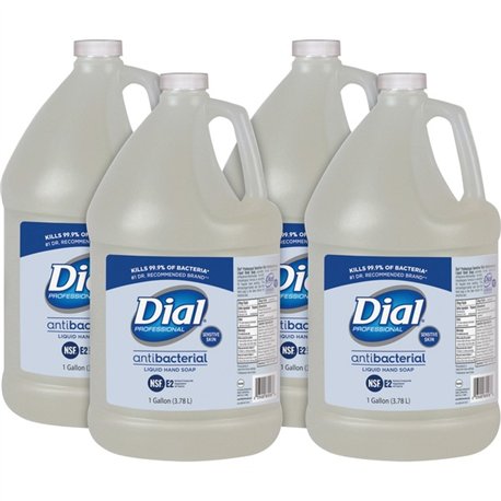Dial Sensitive Skin Antibacterial Liquid Hand Soap Refill - 1 gal (3.8 L) - Kill Germs, Bacteria Remover, Yeast Remover, Mold Re