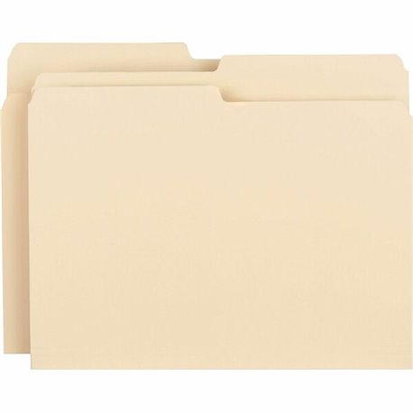 Business Source 1/2 Tab Cut Letter Recycled Top Tab File Folder - 8 1/2" x 11" - 3/4" Expansion - Top Tab Location - Assorted Po