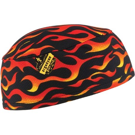 Chill-Its 6630 Flames Skull Cap - Terry Cloth - Fabric, Elastic