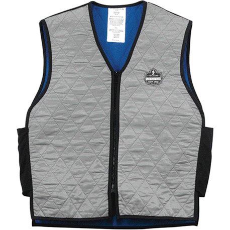 Chill-Its 6665 Evaporative Cooling Vest - Medium Size - Polyester, Fabric, Nylon, Mesh - Black, Gray - Water Repellent, Pocket, 