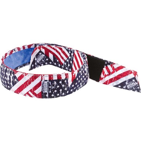 Chill-Its 6705CT Evaporative Cooling Bandana Headband - 0.3" Width x 9.5" Height x 7" Length - 6 / Carton - Stars/Stripes - Poly