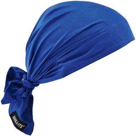 Chill-Its 6710CT Evaporative Cooling Bandana Triangle Hat - 0.5" Width x 9.5" Height x 7" Length - 6 / Carton - Solid Blue - Pol