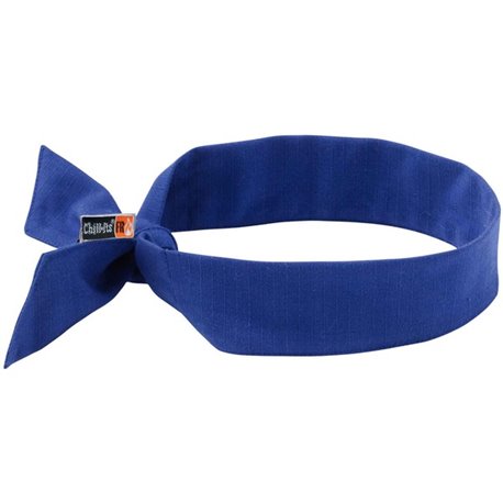 Chill-Its FR Evaporative Cooling Bandana - 6 / Carton - Blue - Acrylic, Polymer, Cotton, Fabric