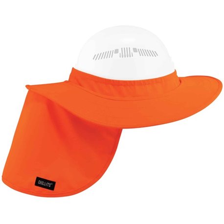 Chill-Its 6660 Hard Hat Brim + Neck Shade - 0.4" Width x 14.1" Height x 16.8" Length - 1 Each - Orange - Elastic, Plastic, Polye