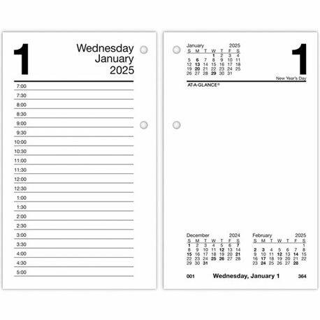 At-A-Glance Recycled Loose-Leaf Desk Calendar Refill - Standard Size - Julian Dates - Daily - 12 Month - January 2025 - December