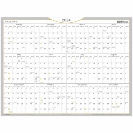 At-A-Glance WallMates Monthly Planning Surface - Monthly - 24" x 36" Sheet Size - White - Erasable, Self-adhesive, Adhesive Back