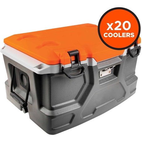 Chill-Its 5171 Industrial Hard Sided Cooler - 12 gal - 72 Can Support - 40 Bottle Support - Orange, Gray - Stainless Steel, Plas