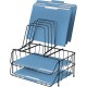 Fellowes Wire Double Tray with Step File - 6 Compartment(s) - 14" Height x 13.9" Width x 10.1" DepthDesktop - Black - Steel - 1 