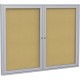 Ghent 2-Door Enclosed Bulletin Board - 36" Height x 60" Width - Cork Surface - Shatter Resistant, Self-healing - Satin Aluminum 