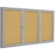 Ghent 3-Door Enclosed Indoor Bulletin Board - 36" Height x 72" Width - Cork Surface - Shatter Resistant, Self-healing - Satin Al