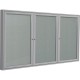 Ghent 3 Door Enclosed Vinyl Bulletin Board with Satin Frame - 48" Height x 72" Width - Silver Vinyl Surface - Weather Resistant,