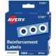 Avery White Self-Adhesive Reinforcement Labels - 0.3" Diameter - 3 x Holes - Round - White - Polyvinyl - 1000 / Pack
