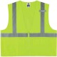 GloWear 8225Z Type R Class 2 Standard Solid Vest - 2-Xtra Large/3-Xtra Large Size - Zipper Closure - Fabric, Polyester - Lime - 