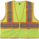 GloWear 8230Z Type R Class 2 Two-Tone Vest - Small/Medium Size - Zipper Closure - Mesh Fabric, Polyester Mesh - Lime - Pocket, M