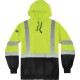 GloWear Pullover Hi-Vis Hooded Sweatshirt - 4XL Size Pull Over - Hood Collar - Black, Lime - Polar Fleece