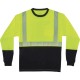 GloWear 8281BK Type R Class 2 Front Long Sleeve T-Shirt - Small Size - Polyester - Lime, Black
