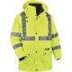 GloWear 4-in-1 High Visibility Jacket - 4-Xtra Large Size - 58" Chest - Zipper Closure - Polyurethane, Polyurethane - Lime - Wea