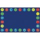 Flagship Carpets Alphabet Circles Seating Rug - 13.17 ft Length x 10.75 ft Width x 0.50" Thickness - Rectangle - Multicolor