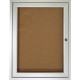 Ghent 1 Door Enclosed Natural Cork Bulletin Board with Satin Frame - 36" Height x 30" Width - Natural Cork Surface - Locking Doo