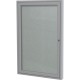 Ghent 1 Door Enclosed Vinyl Bulletin Board with Satin Frame - 36" Height x 30" Width - Silver Vinyl Surface - Locking Door, Tack