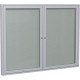 Ghent 2 Door Enclosed Vinyl Bulletin Board with Satin Frame - 36" Height x 48" Width - Silver Vinyl Surface - Locking Door, Tack