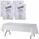 Genuine Joe Plastic Rectangular Table Covers - 108" Length x 54" Width - Plastic - White - 24 / Carton