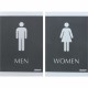 Headline Signs ADA MEN/WOMEN Restroom Sign - 1 Set - Men, Women Print/Message - 6" Width9" Depth - Rectangular Shape - Silver Pr