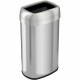 HLS Commercial Stainless Steel Open Top Trash Can - 16 gal Capacity - Elliptical - Manual - Heavy Duty, Fingerprint Resistant, B