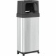 HLS Commercial Dual Push Door Odor Control Trash Can - Push Door Opening - 24 gal Capacity - Rectangular - Rolling - Wheels, Fin