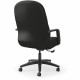 HON Pillow-Soft Executive Chair - Black Leather Seat - Fiber Back - Black Steel Frame - 5-star Base - Black - 1 Each