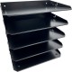 Huron Horizontal Slots Desk Organizer - 5 Compartment(s) - Horizontal - 12" Height x 8.8" Width x 12" Depth - Durable - Black - 