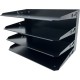Huron Horizontal Slots Desk Organizer - 4 Compartment(s) - Horizontal - 15" Height x 9.3" Width x 8.6" Depth - Durable - Black -