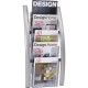 Alba 5-Pocket Wall Literature Rack - 5 Pocket(s) - 27.5" Height x 4.3" Width x 13" Depth - Silver - Metal, Acrylic - 1 Each