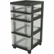 IRIS Mini Storage Cart - 4 Drawer - 4 Casters - Plastic - x 14.3" Width x 12.1" Depth x 26.4" Height - Black - 1 Each